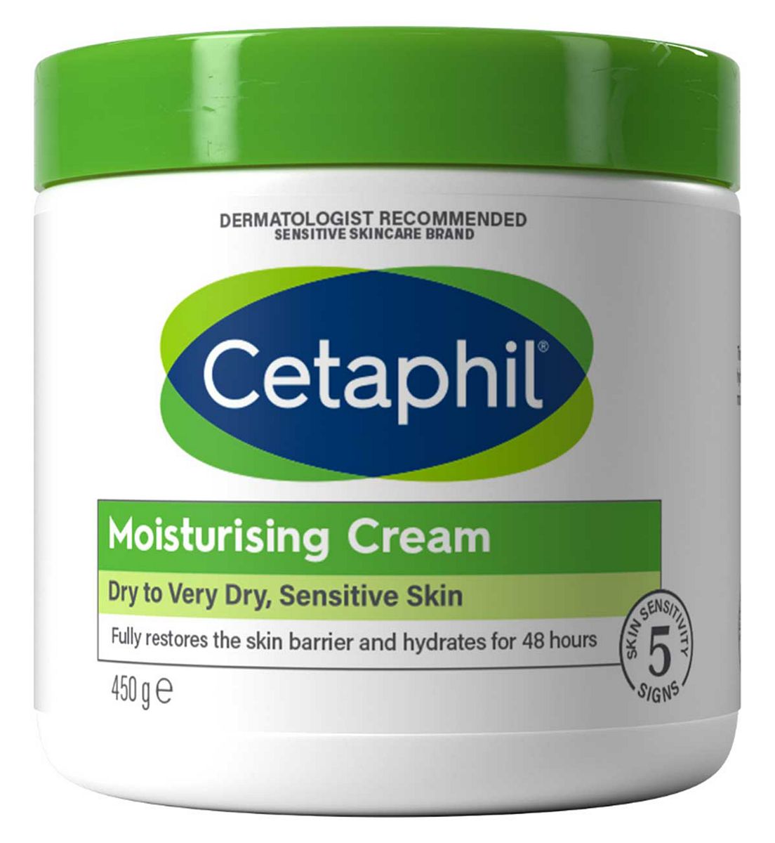 Cetaphil Moisturising Cream, Rich Face & Body Moisturiser For Dry Sensitive Skin 450g