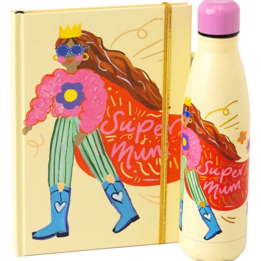 Eleanor Bowmer Super Mum Water Bottle & Notebook Set