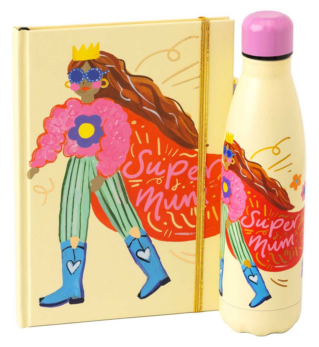 Eleanor Bowmer Super Mum Water Bottle & Notebook Set
