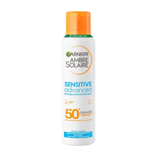 Garnier Ambre Solaire Spf 50+ Sensitive Advanced Dry Mist Sun Cream Spray 150ml