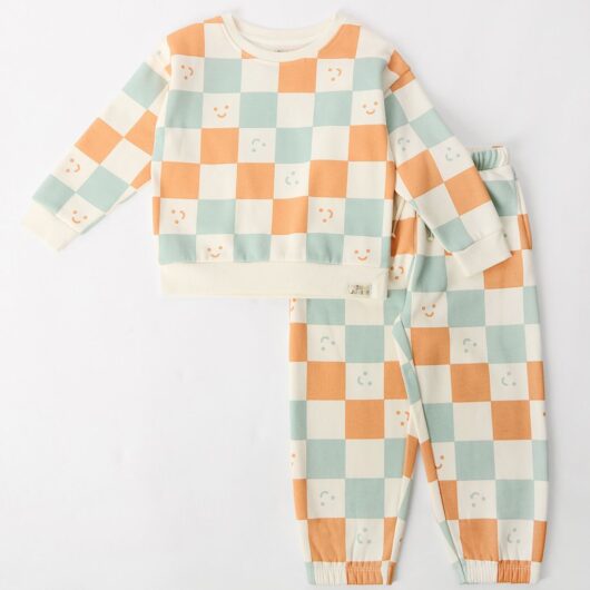 Maybe Junior Loop-Back Checkerboard Sweat Set 3-4 Years, 3 - 4 Years