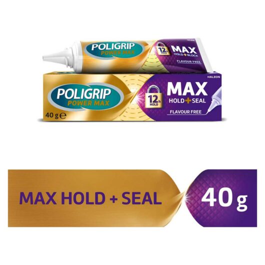 Poligrip Denture Adhesive, Max Hold And Seal Adhesive Cream, 40g