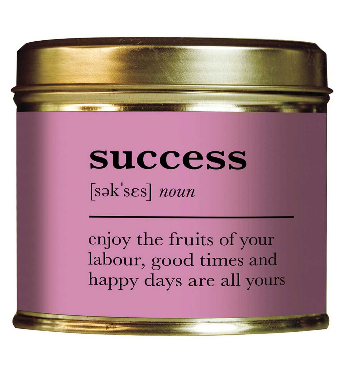 Shearer Candles Success, Enjoy The Fruits Of Your Labour, Good Times And Happy Days Are All Yours Tin Candle 204g