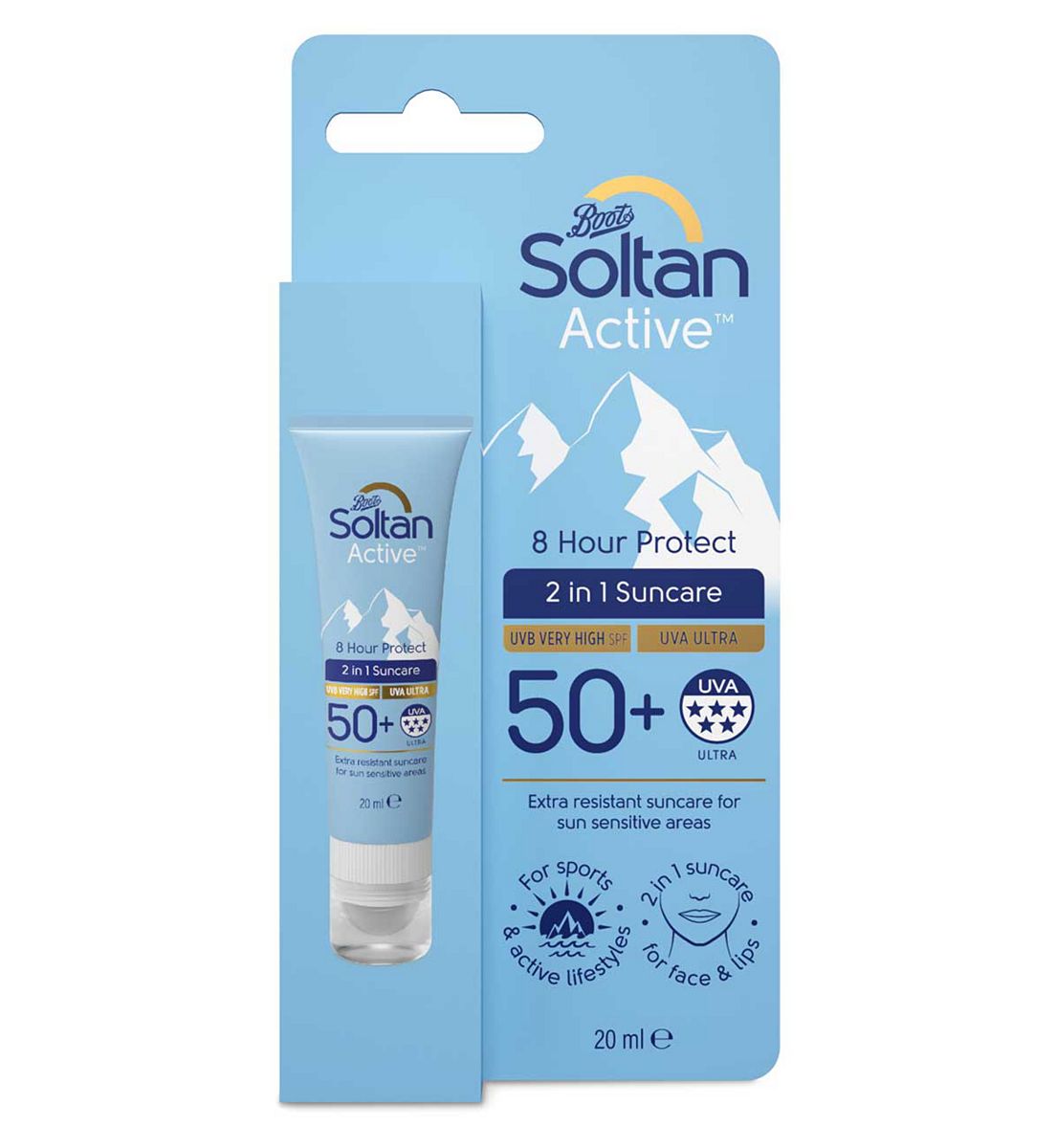 Soltan Active 8 Hour Protect 2-In-1 Suncare Lotion & Balm Spf50+ 20ml