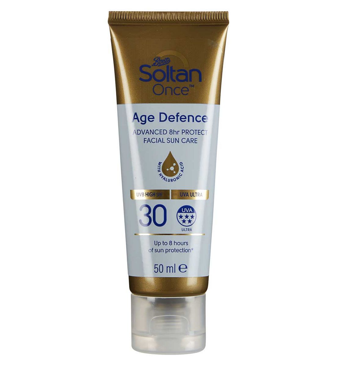 Soltan Once Age Defence 8Hr Protect Facial Suncare With Hyaluronic Acid Spf30 50ml