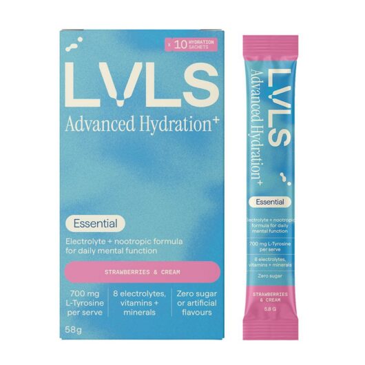 YOURLVLS Lvls Advanced Hydration+ Essential Electrolyte Powder Strawberries & Cream 10 Pack